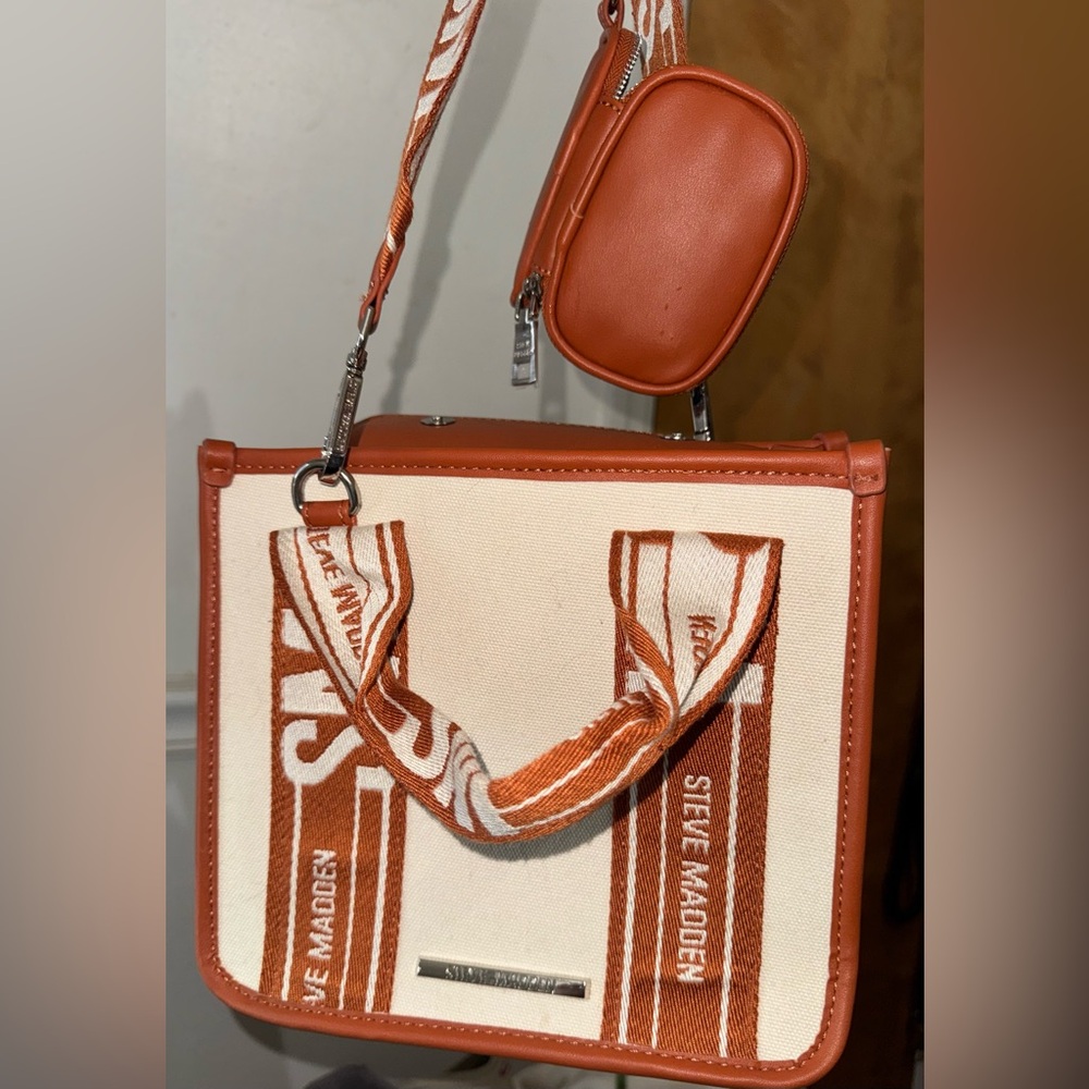 Steve Madden Orange and Cream Mini Tote Bag